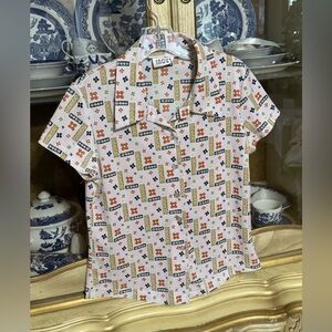 Vintage 90s does 70s groovy flower power button down shirt Women’s Small
